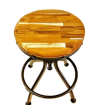 black stool with wood seat top-down view