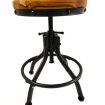 black stool with wood seat